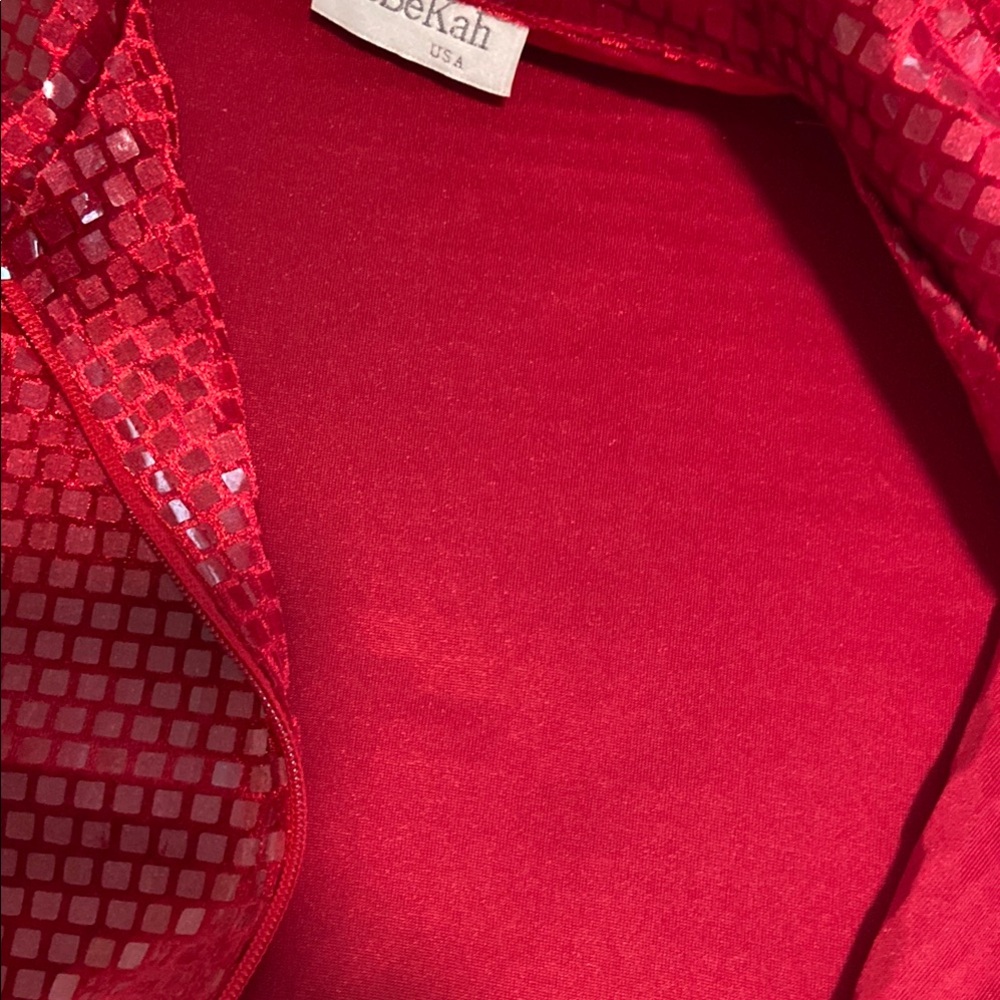 Women's Red Sequin Collared Jacket - Picture 4 of 4